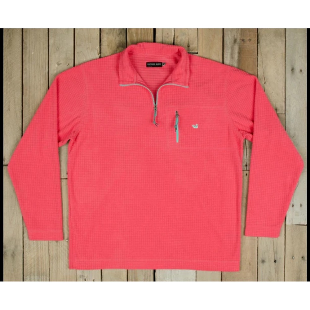 Southern Marsh Women's Coral Textured 1/4 Zip‎ Pullover Long Sleeve Shirt Top XL
